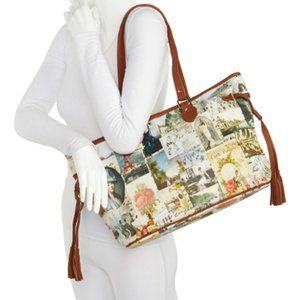 Clever Carriage MEMORIES Leather Tote Shopper Purse Carry On. New With Tags